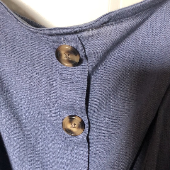 NWT Torrid Linen Blend Button-Front Crop Tank Blue Size 0 (L) - Picture 4 of 7